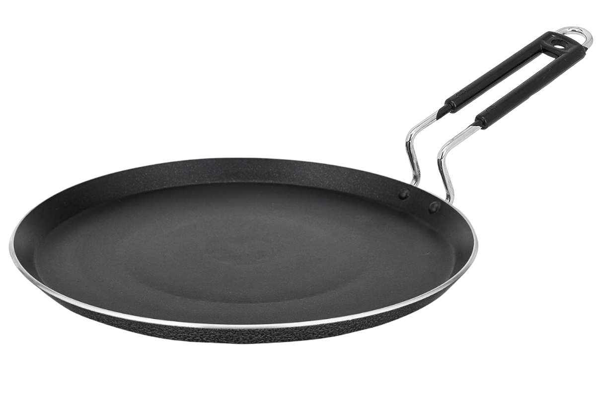 Bharu Nonstick 3 Pcs Cooking Set (Flat Tawa, Kadhai, Glass lid) - Image 3
