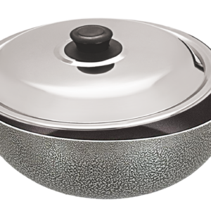 Bharu Nonstick 3mm Induction base Shollow Kadhai 2 Lit with Steel Lid