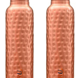Bharu Hammered Copper Bottle 750 ml - Pack of 2