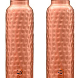 Bharu Hammered Copper Bottle 950 ml- Pack of 2