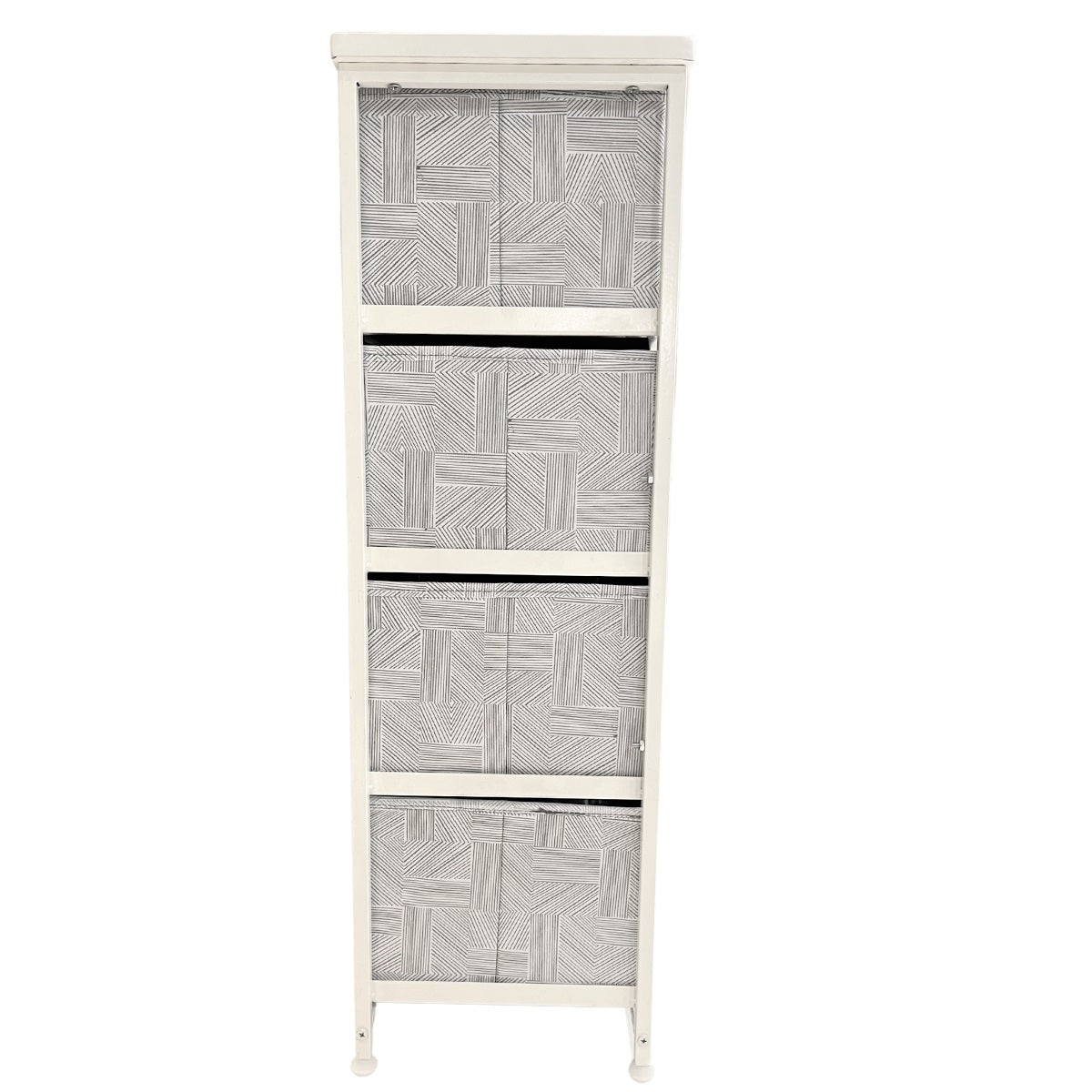 Kawachi 4 Drawer Chest Fabric Storage Organizer Unit for Small Dresser Cloth Drawer Closet Warm White KW97 - Image 5