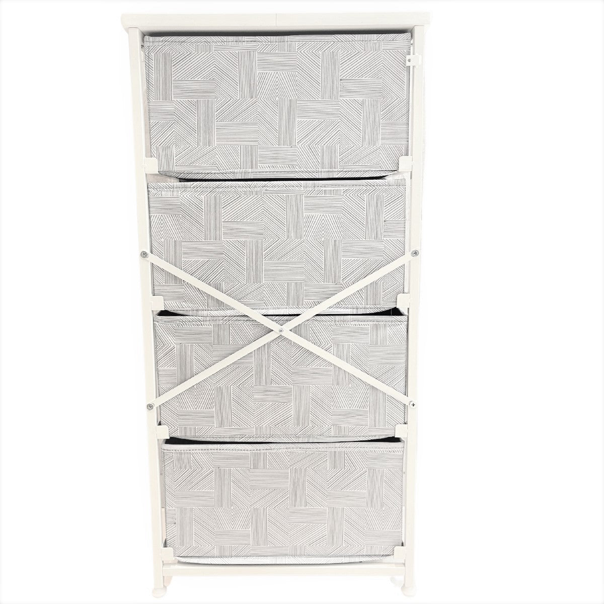 Kawachi 4 Drawer Chest Fabric Storage Organizer Unit for Small Dresser Cloth Drawer Closet Warm White KW97 - Image 6