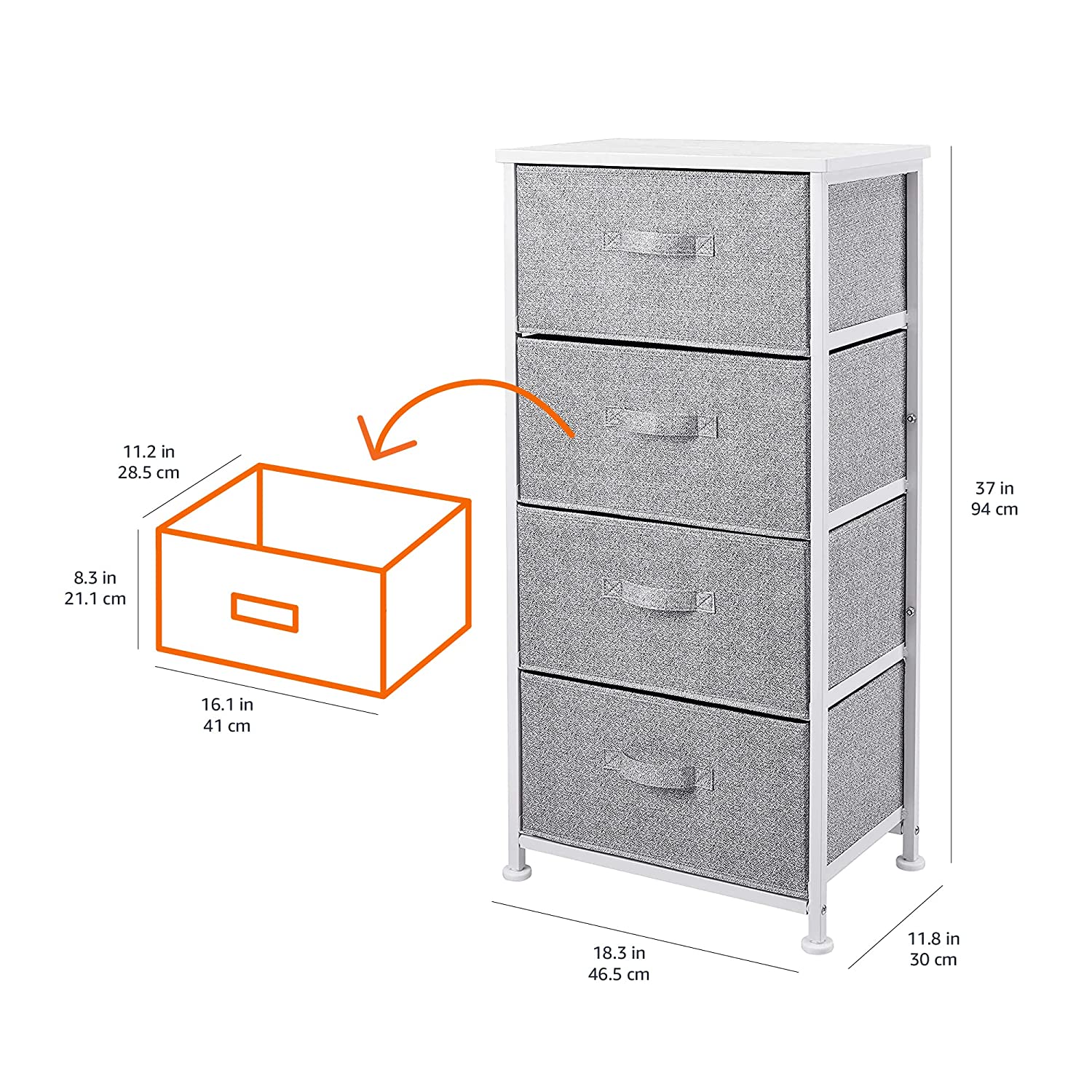 Kawachi 4 Drawer Chest Fabric Storage Organizer Unit for Small Dresser Cloth Drawer Closet Warm White KW97 - Image 7