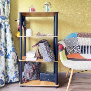Kawachi 4-Tier Multipurpose Standing Wall Shelf for Living Room, Bed Room, Home, Office, Display Rack, Storage Shelves and Display Organizer with Utility Storage for Home Décor Beige KW80