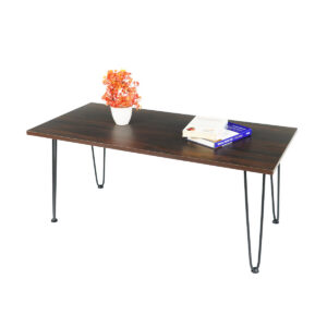 Kawachi Engineered Wood Rectanguler Centre Coffee Table, Tea Table for Living Room with Metalic Gray Hairpin Leg KW102 New Walnut