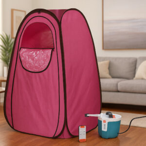 Kawachi Portable Steam Sauna Bath for Home Full Body Personal Sauna at Home Spa with 2 L 1000W Steam Generator- i139-Pink-CP