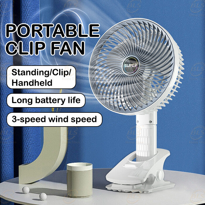 Kawachi 3-Speed 360° Rotating USB Rechargeable Wireless Electric Portable Clip Fan Handy Camping Desktop Office Table Cooling Fan- KAWY-7-White - Image 2