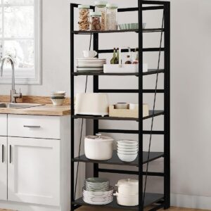 KAWACHI 5 Tier Bookshelf, Storage Shelves Bookcases Organizer KW112-Black