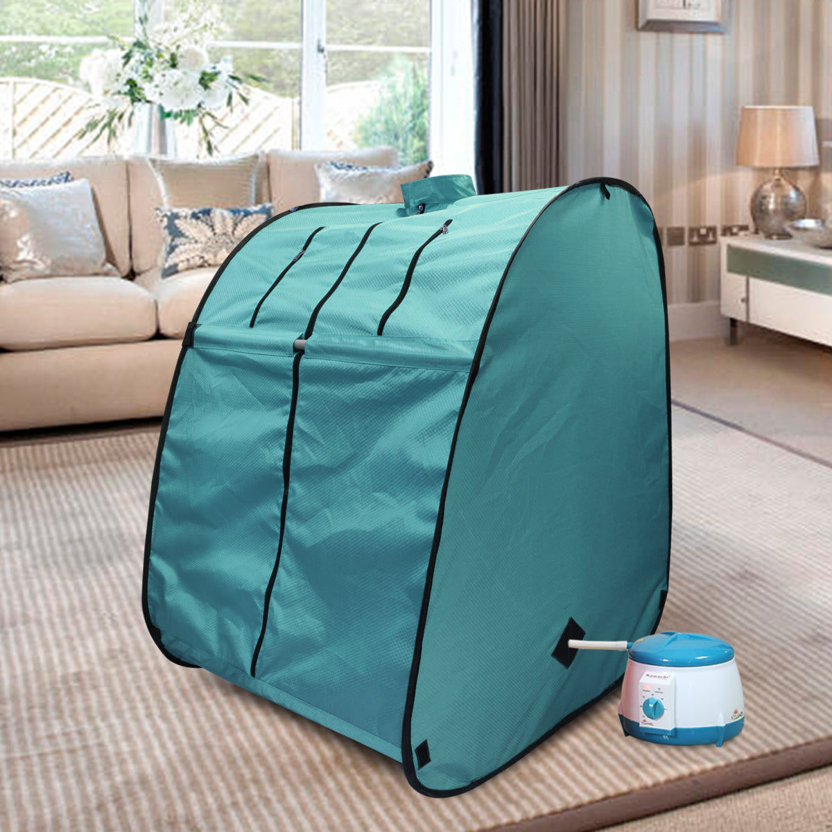 Kawachi Portable Steam Sauna Bath for Health and Beauty Spa at Home Peacock Green - Image 7