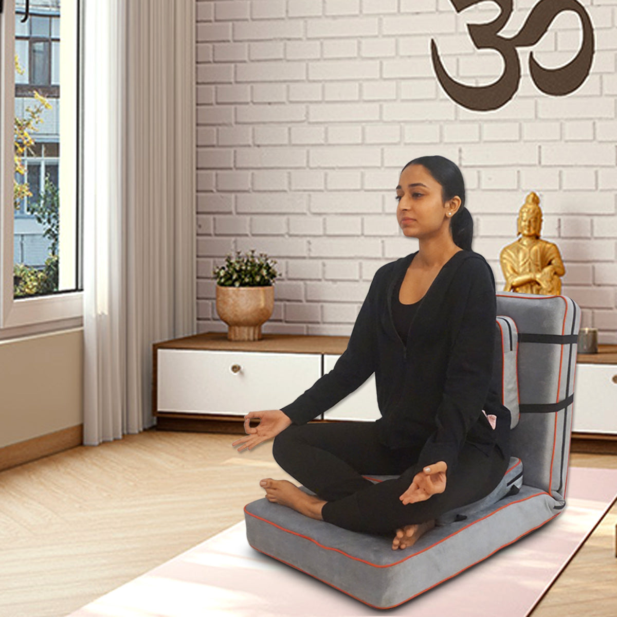 Kawachi Delux 5 Angle Recliner Folding Adjustable Relaxing Buddha Yoga Meditation Chair Backrest Floor Chair i127grey - Image 3