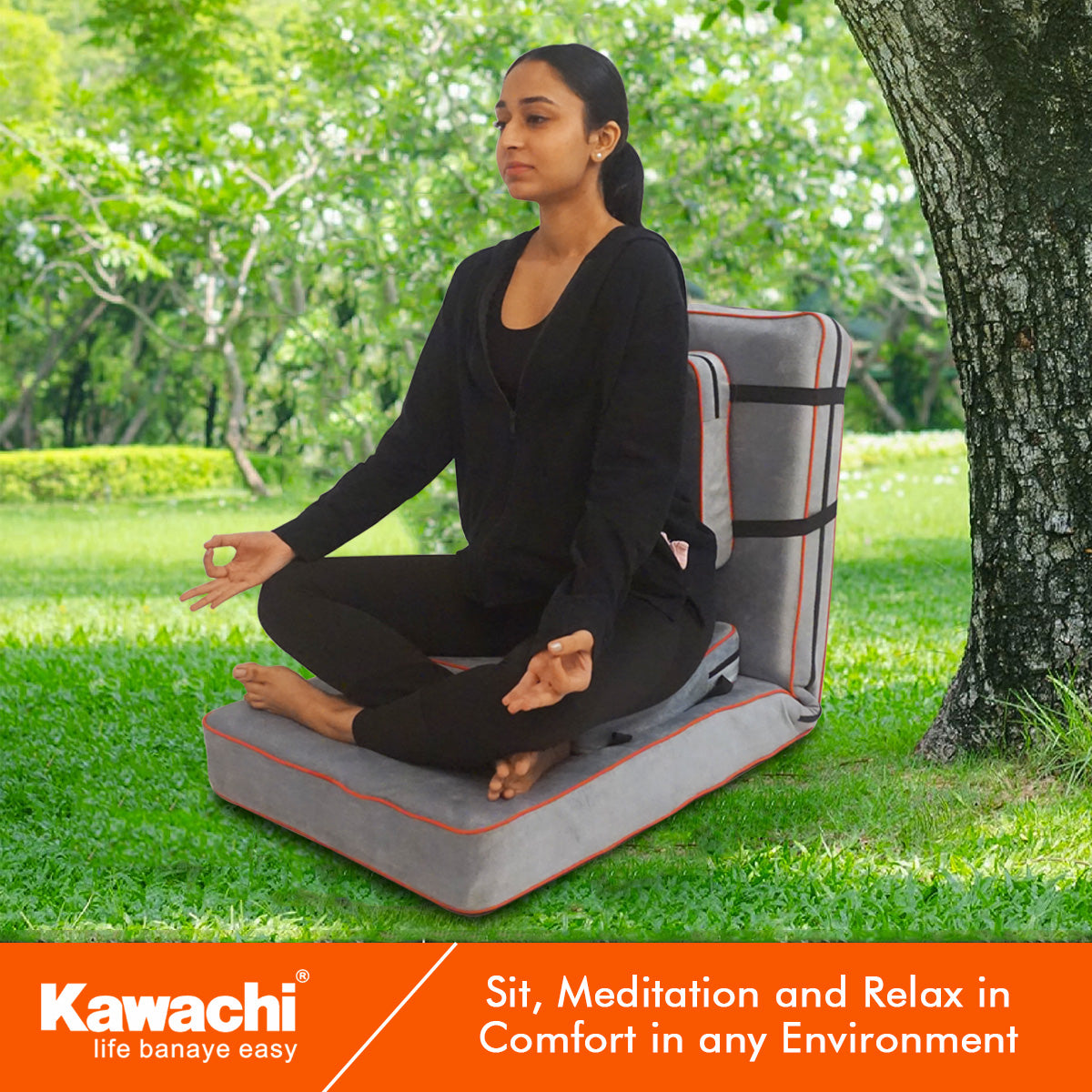 Kawachi Delux 5 Angle Recliner Folding Adjustable Relaxing Buddha Yoga Meditation Chair Backrest Floor Chair i127grey - Image 11