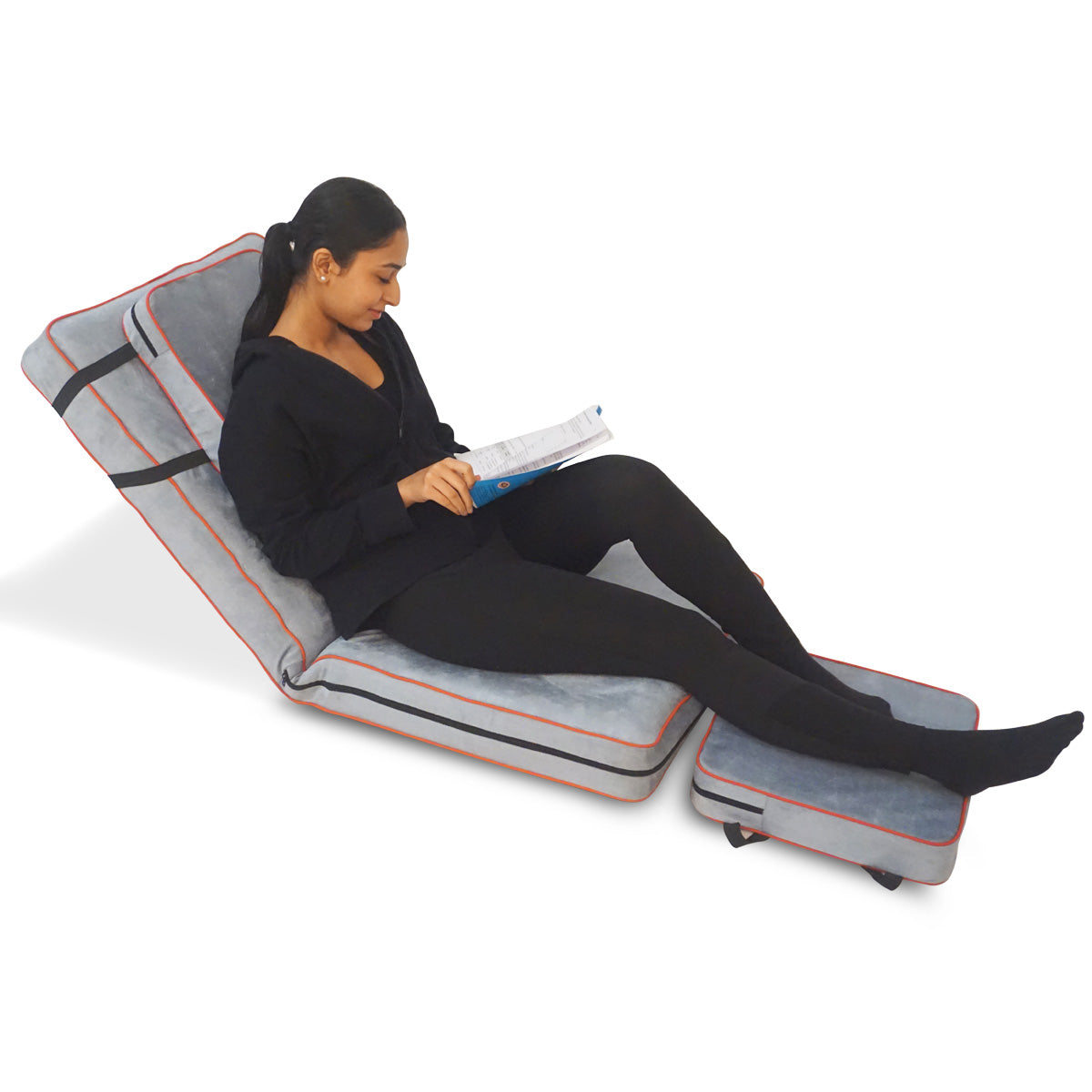 Kawachi Delux 5 Angle Recliner Folding Adjustable Relaxing Buddha Yoga Meditation Chair Backrest Floor Chair i127grey - Image 14