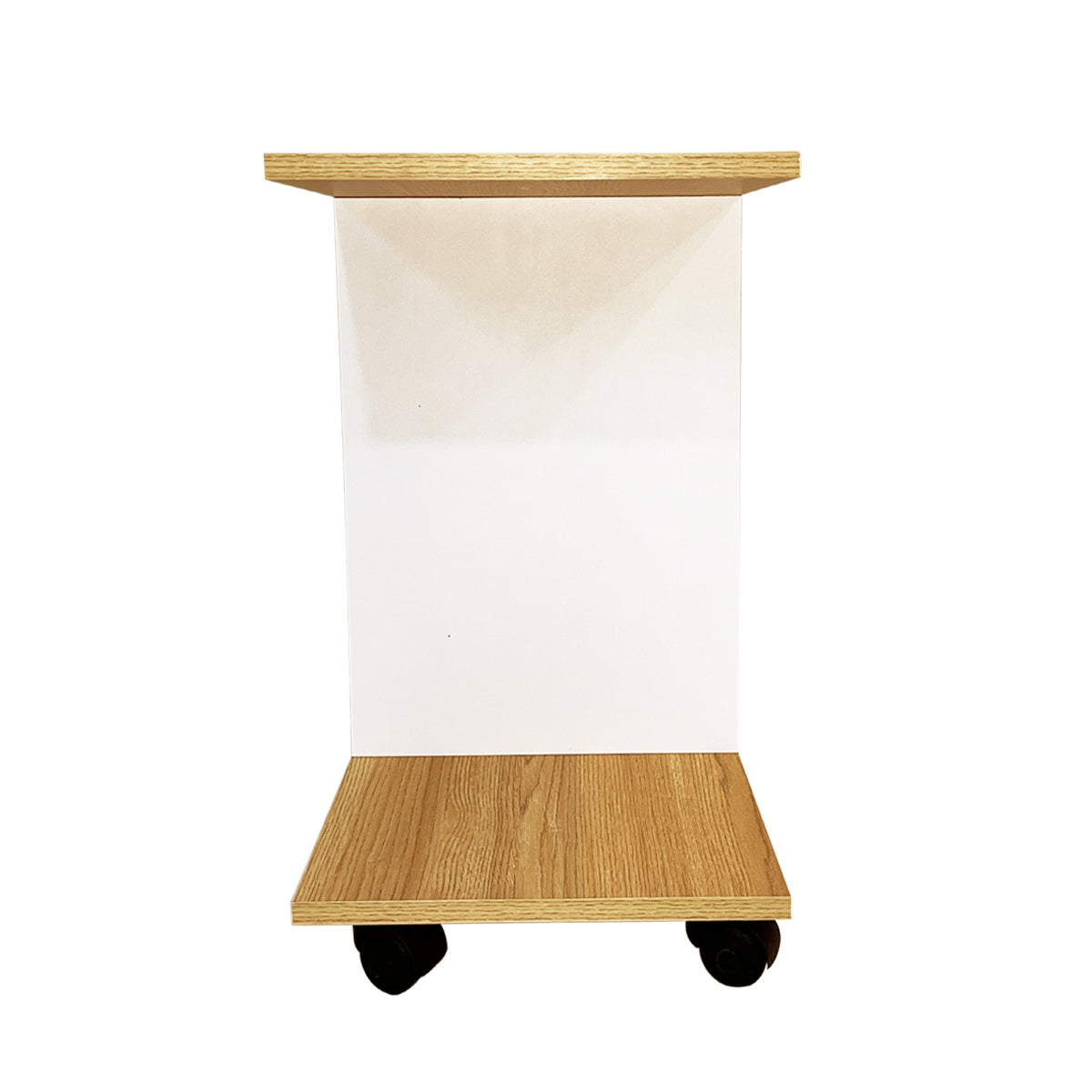 Kawachi Side Table with Storage Shelves, Sofa Couch Coffee End Table Bedside Table Laptop Desk with Wheels KW100-Beige - Image 8