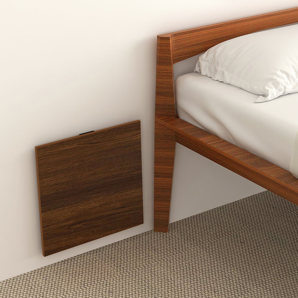 Kawachi Engineered Wood Wall Mount Bed Side Table, Folding Bedside Table for Home Living Room Study Room Brown Pack of 2 - Image 4