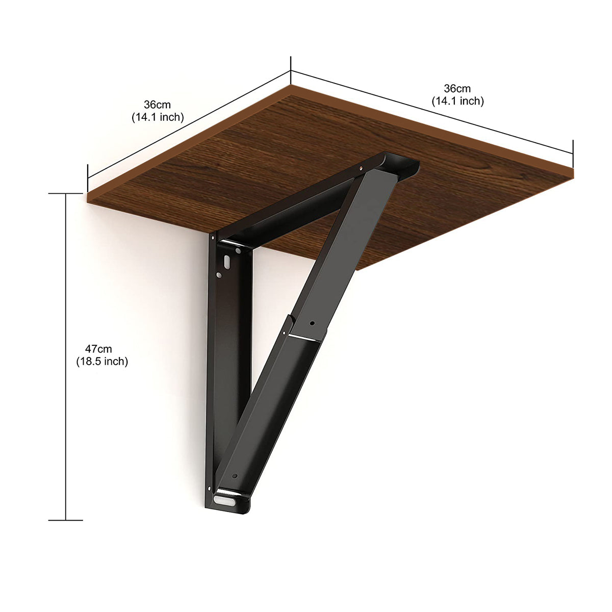 Kawachi Engineered Wood Wall Mount Bed Side Table, Folding Bedside Table for Home Living Room Study Room Brown Pack of 2 - Image 6