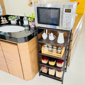 Kawachi 5 Tier Open Shelf Microwave Oven Stand Kitchen Storage Rack Organizer Wenge Black KR kw89