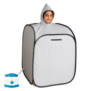 Kawachi Portable Steam Therapy Sauna Steam Bath Cabin With Steam Generator- i136-Metalic Grey-IP