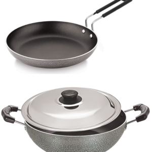 Bharu Nonstick  set for Omlet (Tapper) Pan & 2 Lit Kadhai with SS lid