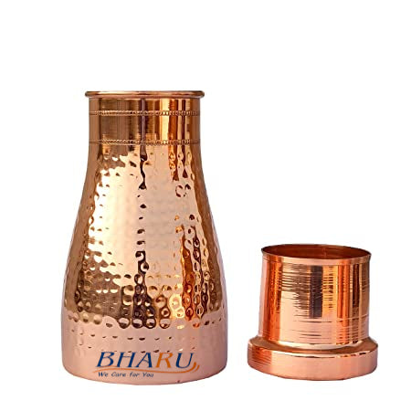 Bharu Hammered Copper Table top Jar With Glass - Image 3