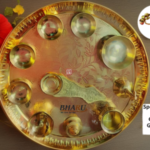 Bharu 11 pcs Traditional Brass Large Pooja Thali Set With Free Clapping Ghungroo Ring