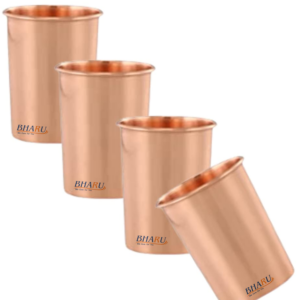 Bharu plain matte Copper glass ( Pack of 4)