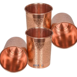 Bharu embossed Copper glass  ( Pack of 4)