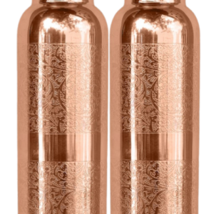 Bharu Embossed Copper Bottle 1000 ml- Pack of 2