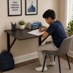 Kawachi Laptop Folding Shelf/Study Table/Work Table/Laptop Table, Folding Shelf Wall Mounted, Collapsible Shelf Bracket Table Brown