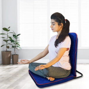 Kawachi Portable Relaxing Meditation Chair Folding Back Support Yoga Chair Study, Reading Floor Chair i113-Velvet Blue