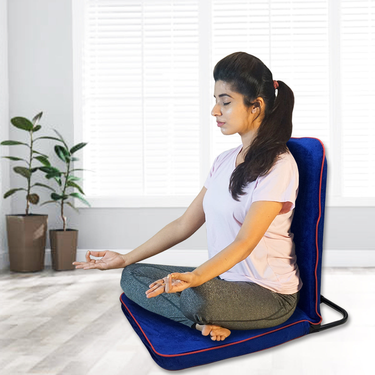 Kawachi Portable Relaxing Meditation Chair Folding Back Support Yoga Chair Study, Reading Floor Chair Pack Of 2 - Image 3