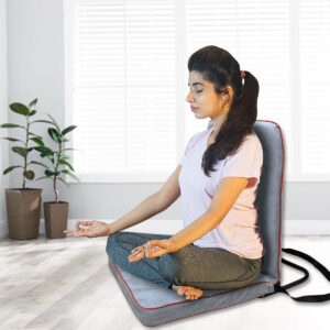 Kawachi Portable Relaxing Meditation Chair Folding Back Support Yoga Chair Study, Reading Floor Chairi113-Velvet Grey