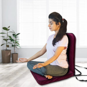 Kawachi Portable Relaxing Meditation Chair Folding Back Support Yoga Chair Study, Reading Floor Chairi113- Velvet Maroon