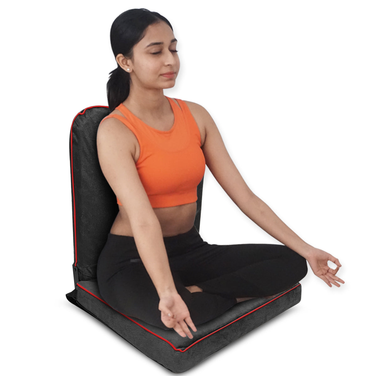 Kawachi Meditation and Yoga Floor Chair with back support - I83-dark grey - Image 3