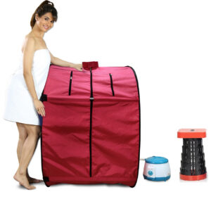 Kawachi Portable Steam Sauna Bath Panchkarma Swedan Machine for Health and Beauty Spa at Home Reddish With Stool KC08-Reddish Marron